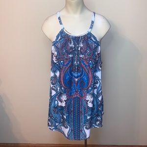 INC Blue Paisley Tank Top Blouse